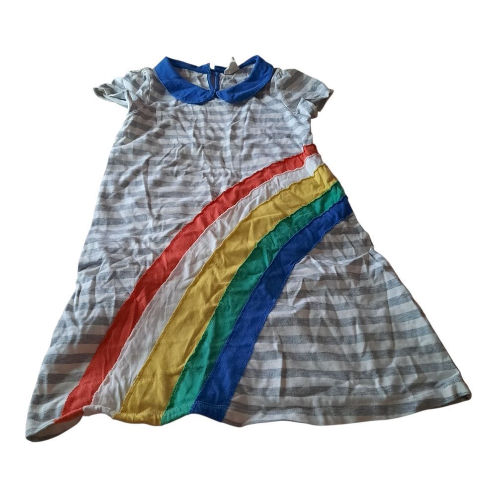 Mini Boden Striped Dress with Rainbow Design